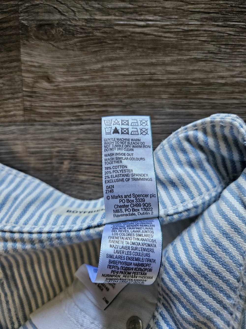 M&S 90's Boyfriend Blue & White Striped Shorts - Picture 9 of 10